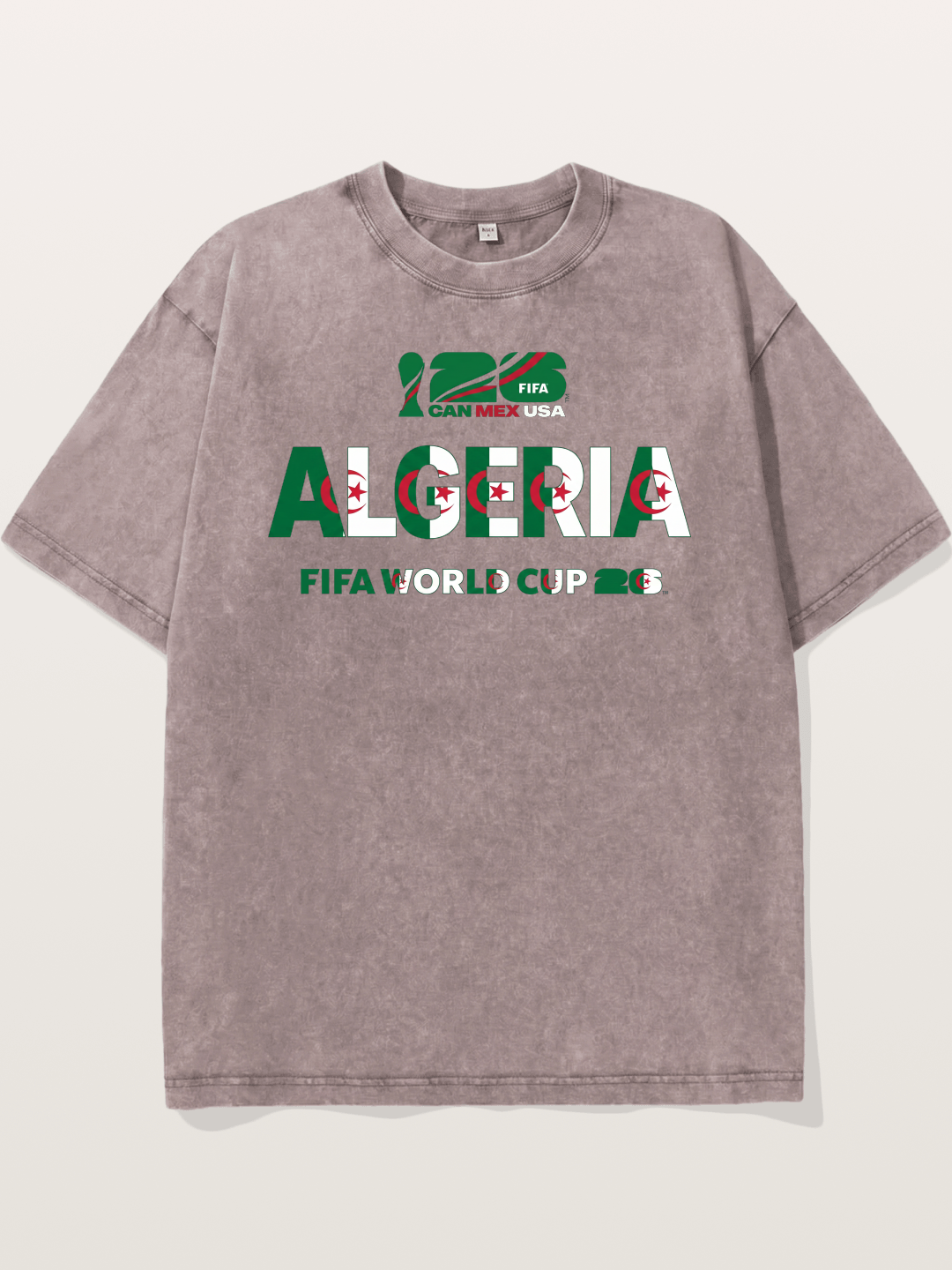 Algeria 2026 Flag Motif Art Washed T-shirt