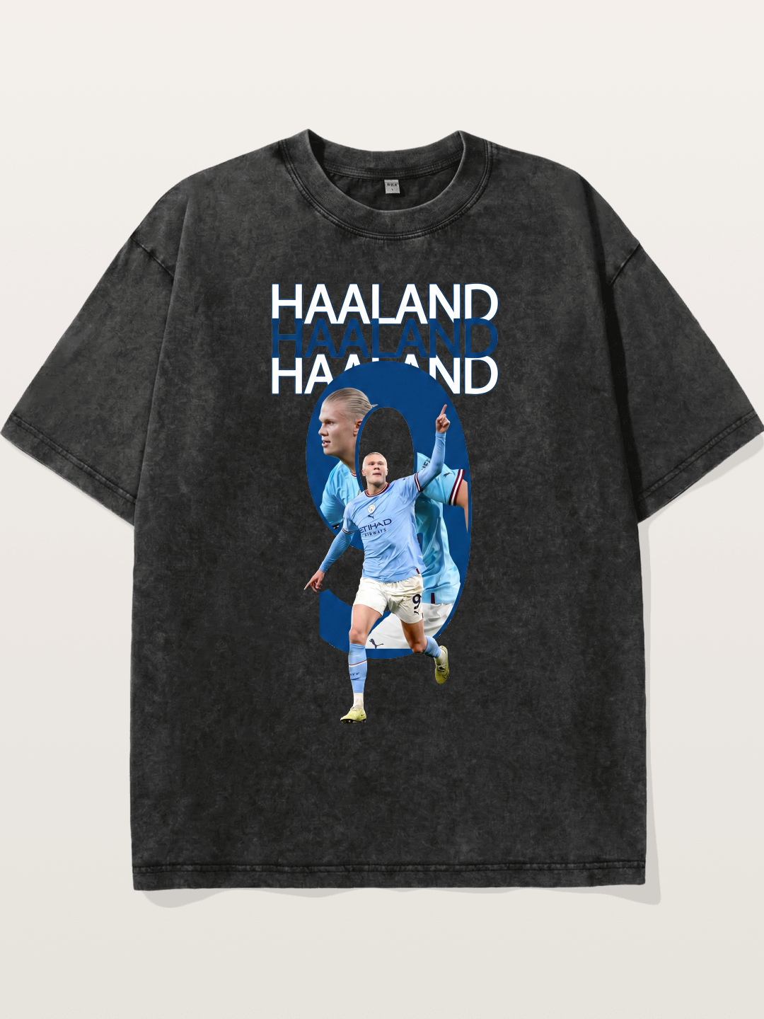 Haaland Man City Number 9 Art Washed T-shirt