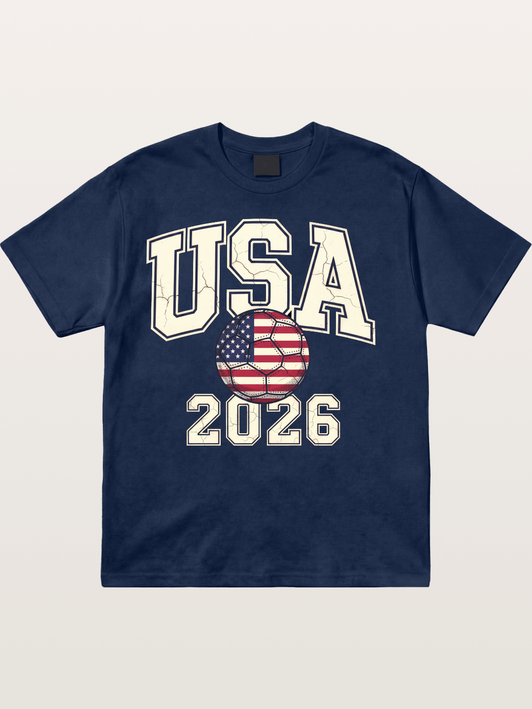 USA 2026 Cracked Letter Soccer Cotton T-shirt