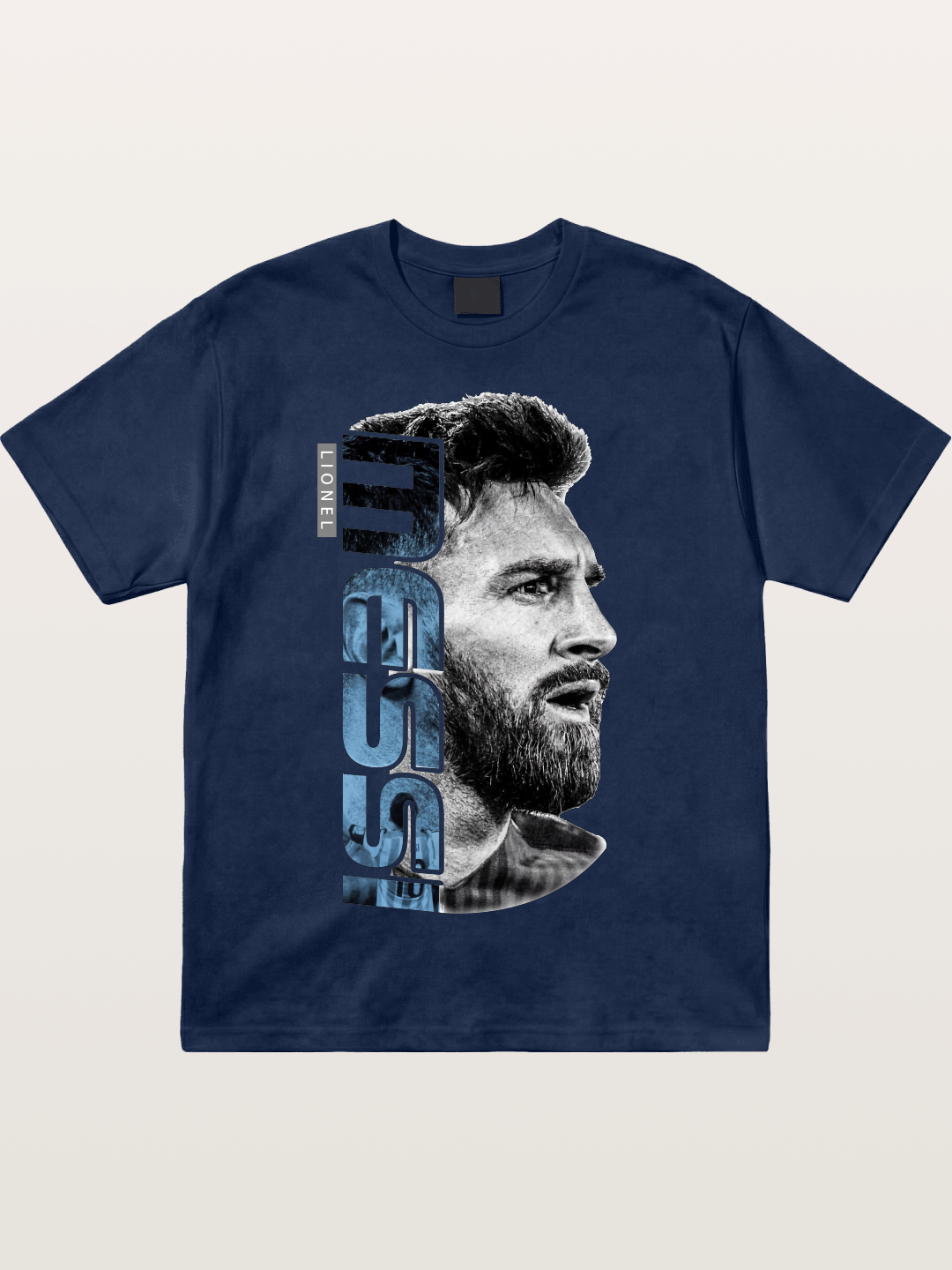 Messi Vertical Typography Art Cotton T-shirt