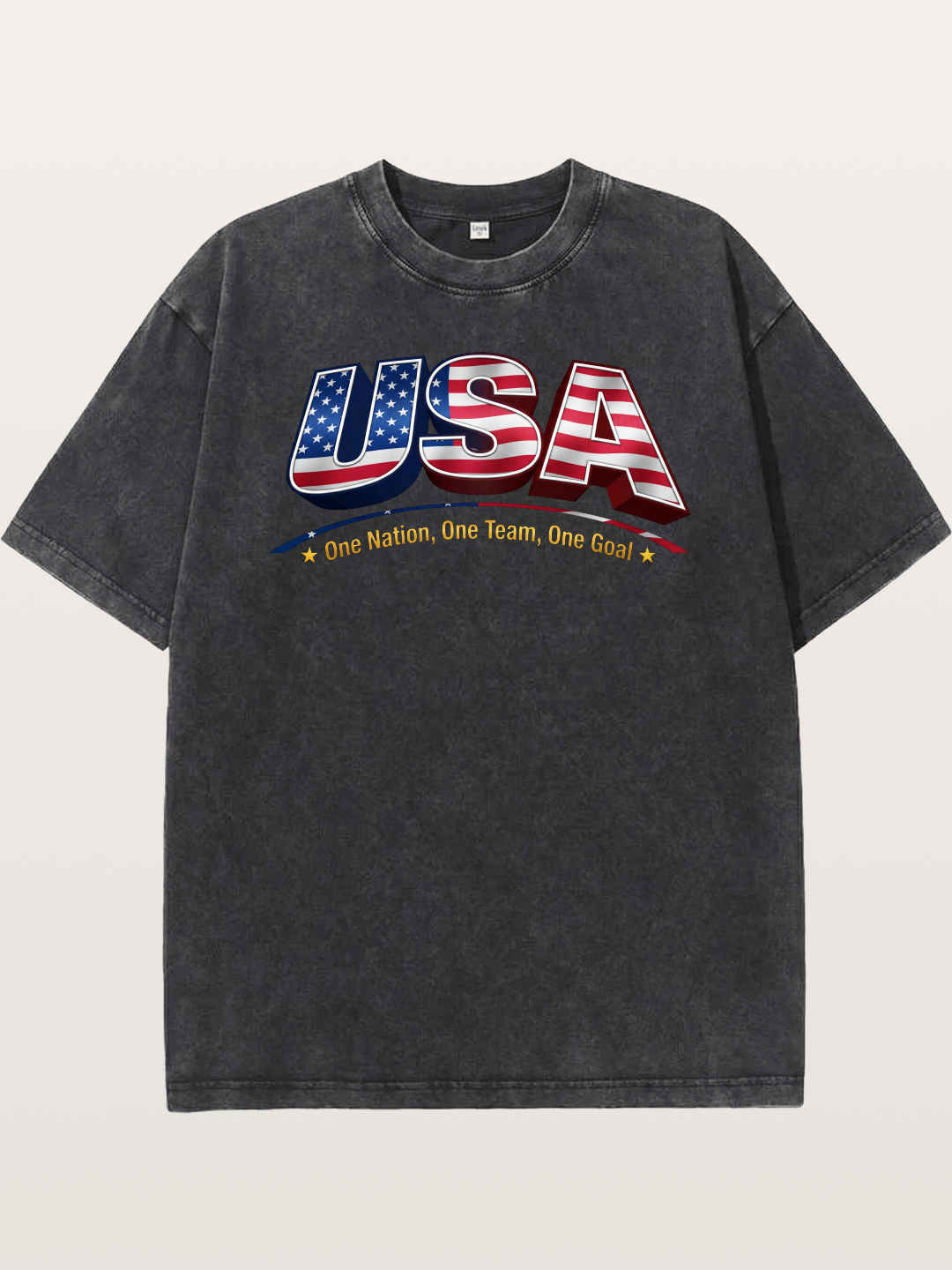 USA Flag 3D Letter World Cup Washed T-shirt
