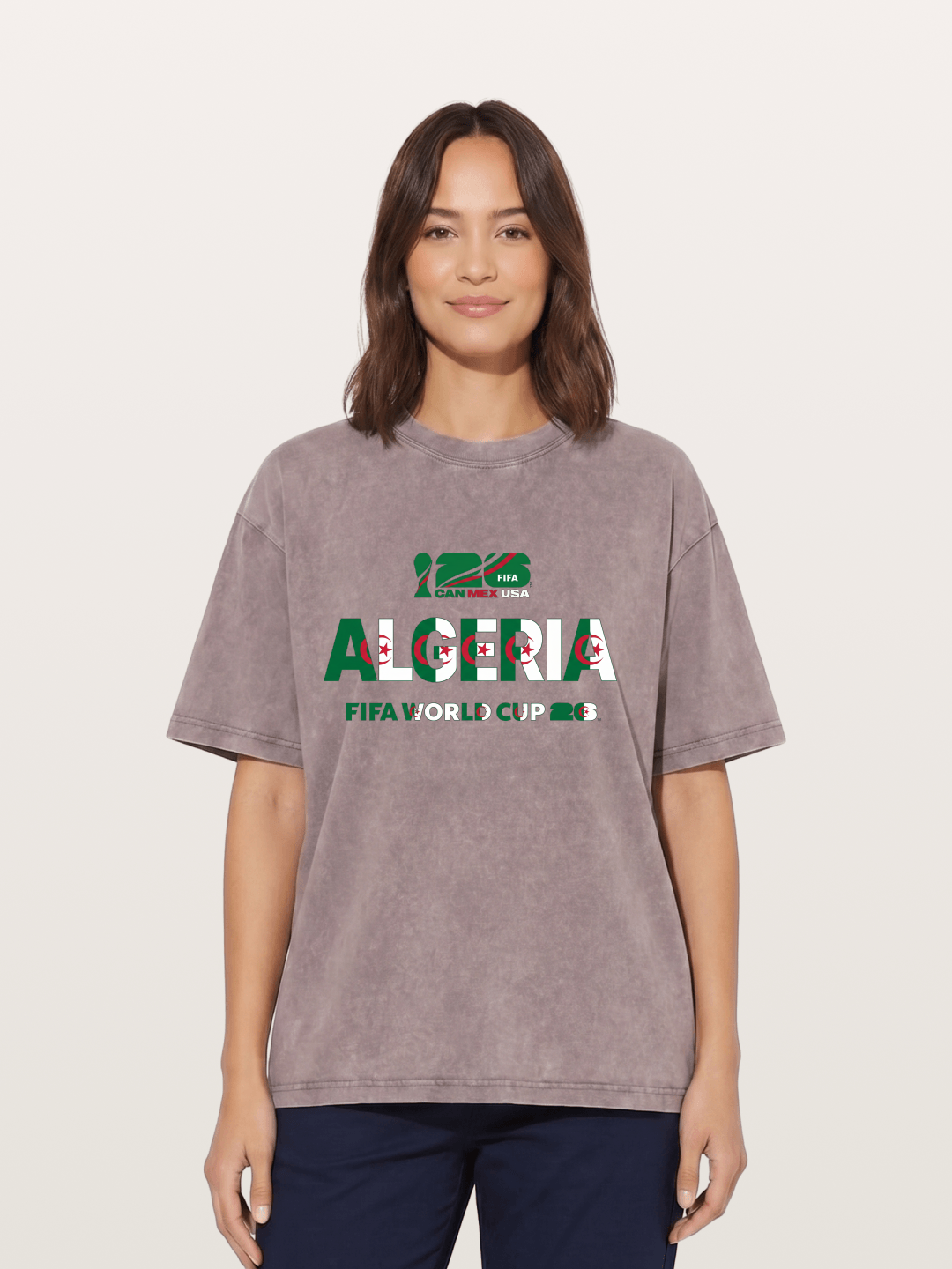 Algeria 2026 Flag Motif Art Washed T-shirt