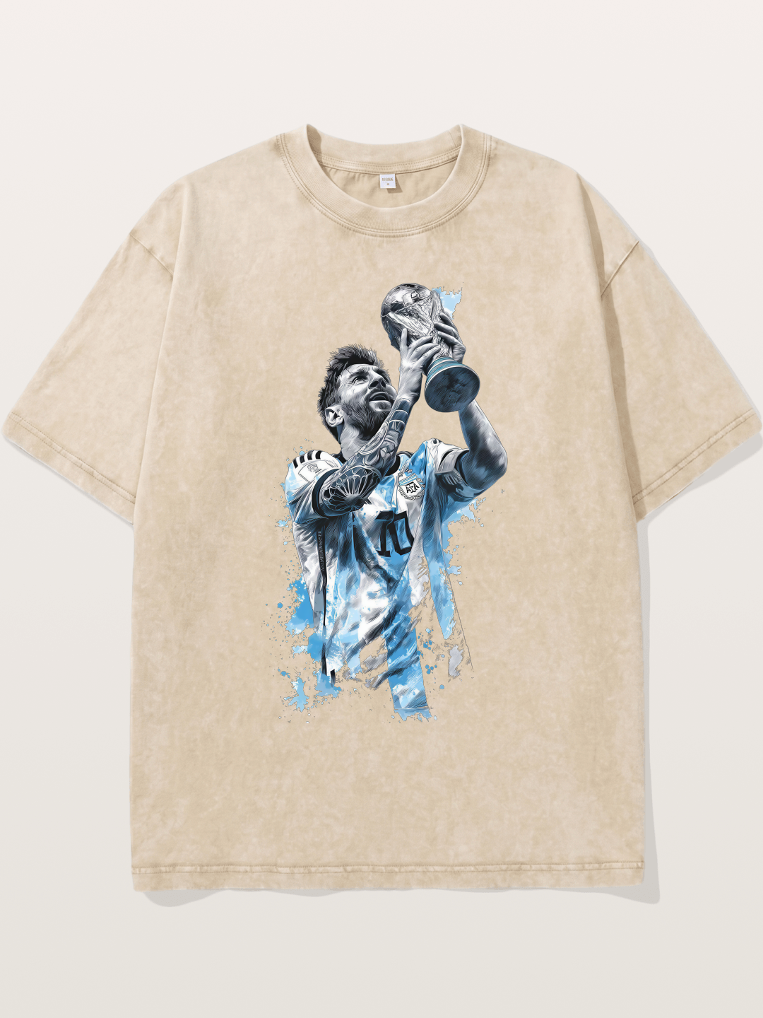 Messi WC Trophy Watercolor Washed T-shirt