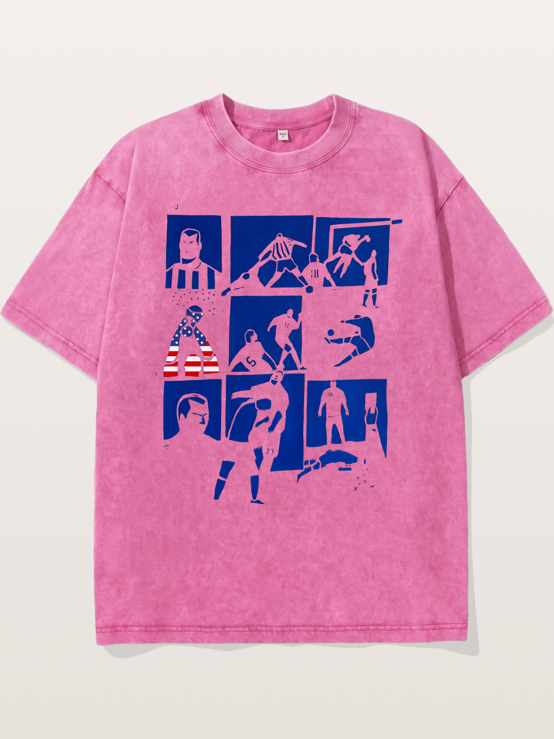 USA Soccer Player Silhouette Grid Washed T-shirt