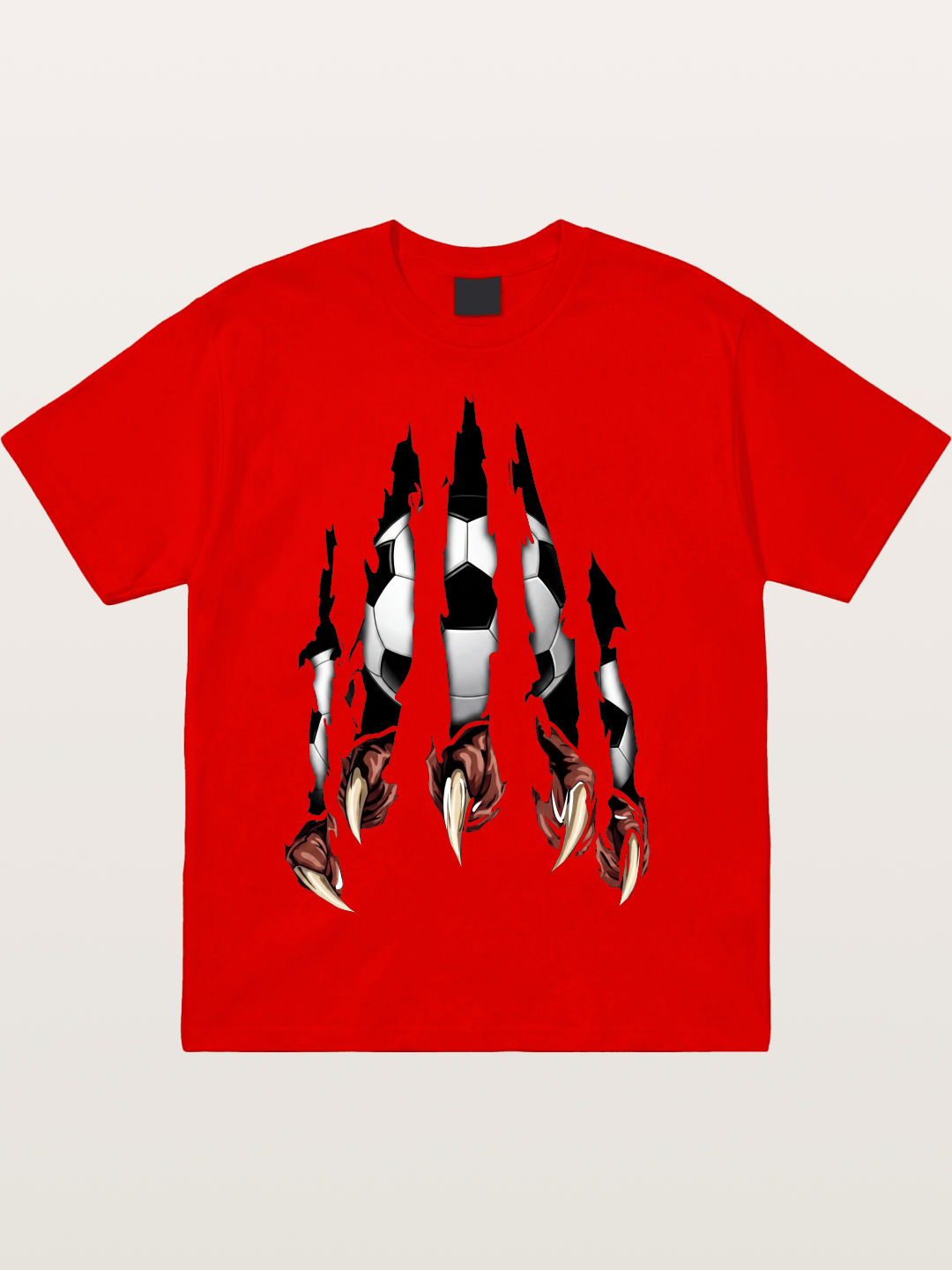 Claw Tear Soccer Reveal Print Cotton T-shirt