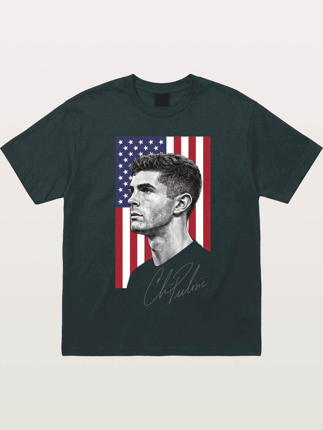 Christian Pulisic US Flag Backdrop Gildan T-shirt