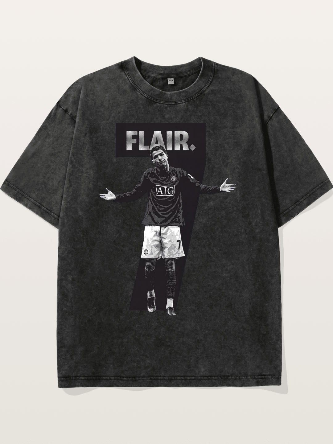 Ronaldo Black And White Number 7 Washed T-shirt