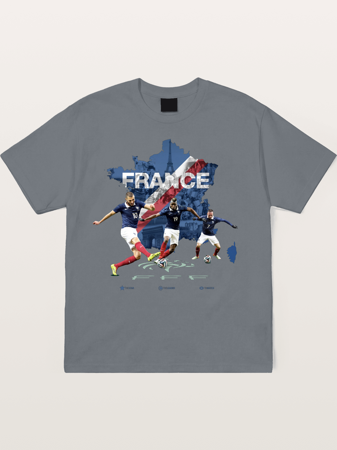 France Football Stars With Map Cotton T-shirt