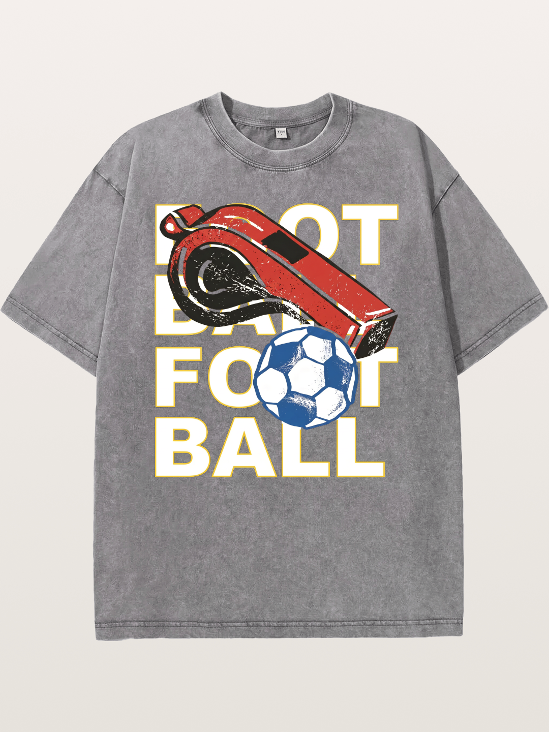 Retro Whistle Football Art Washed T-shirt