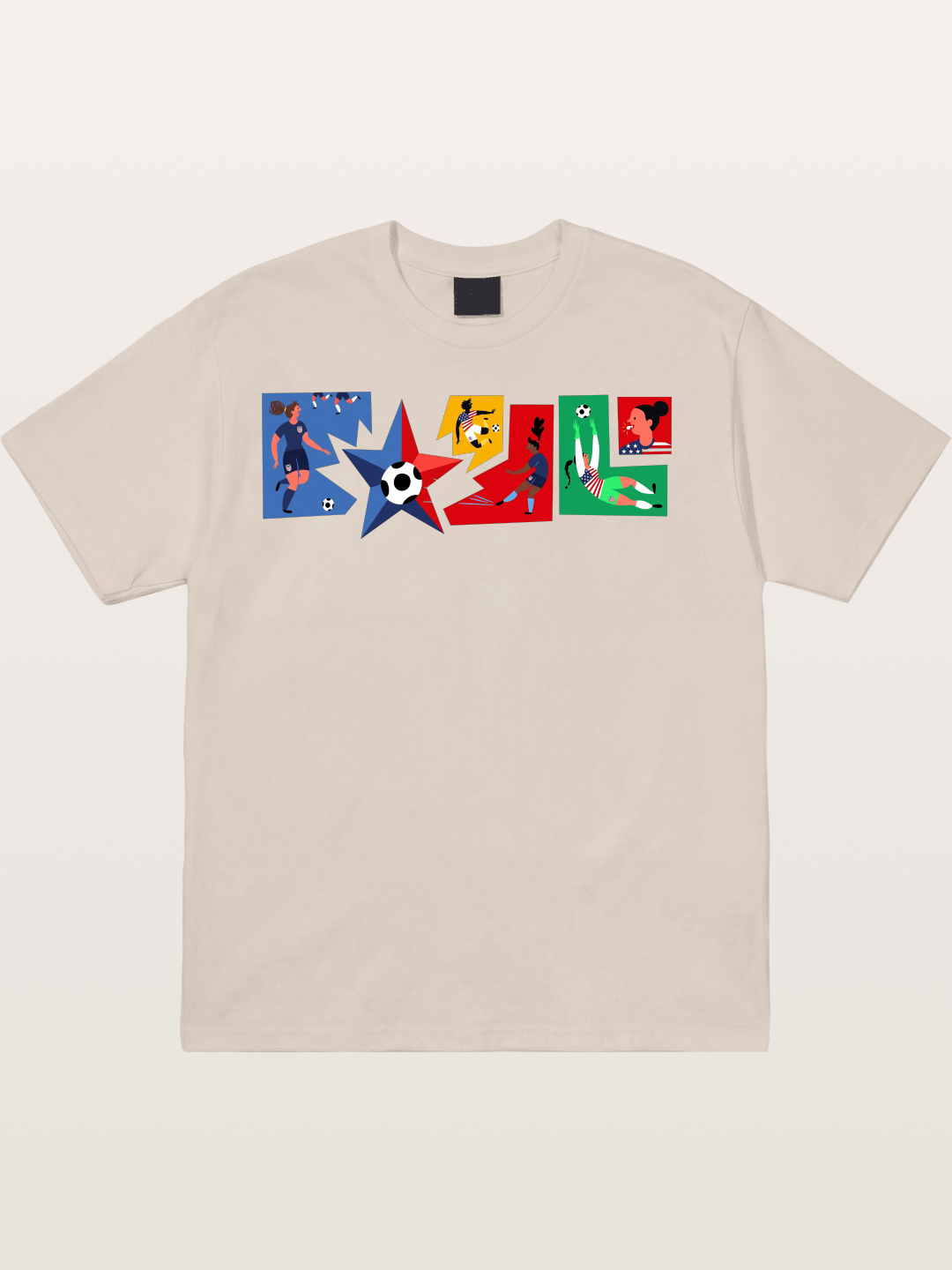 USA Women Soccer Collage Art Cotton T-shirt
