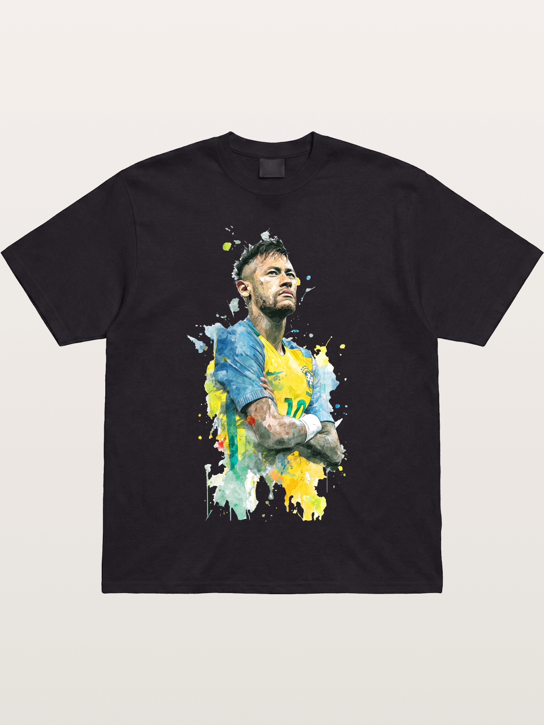 Neymar Brazil Watercolor Print Cotton T-shirt
