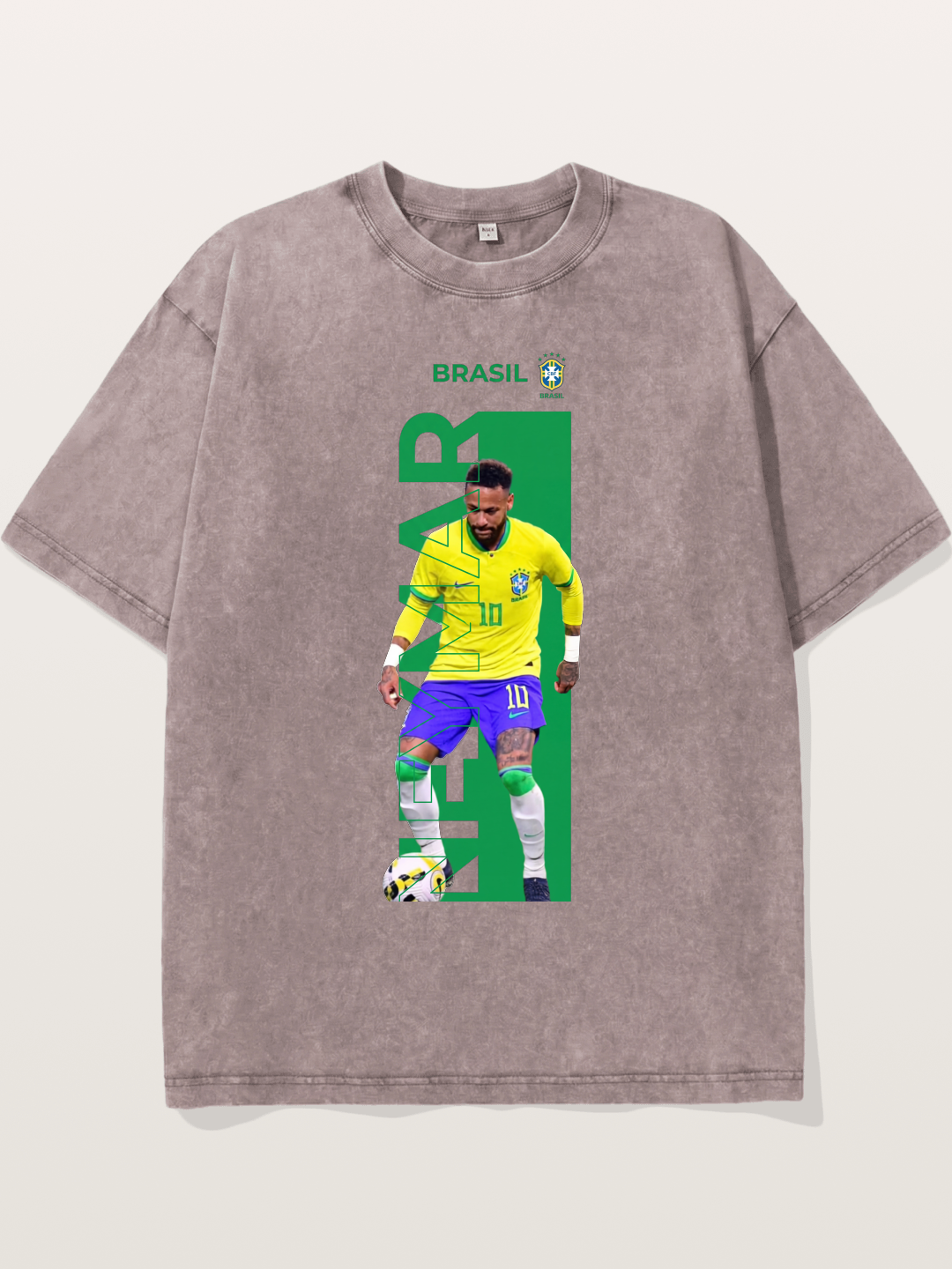 Neymar Brasil Jersey Print Washed T-shirt
