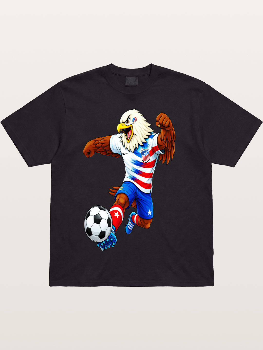 USA Eagle Mascot Soccer Graphic Cotton T-shirt