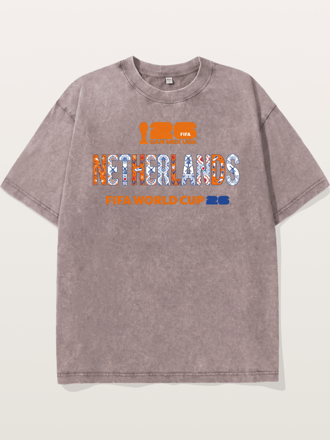 Netherlands 2026 Delft Blue Typo Washed T-shirt