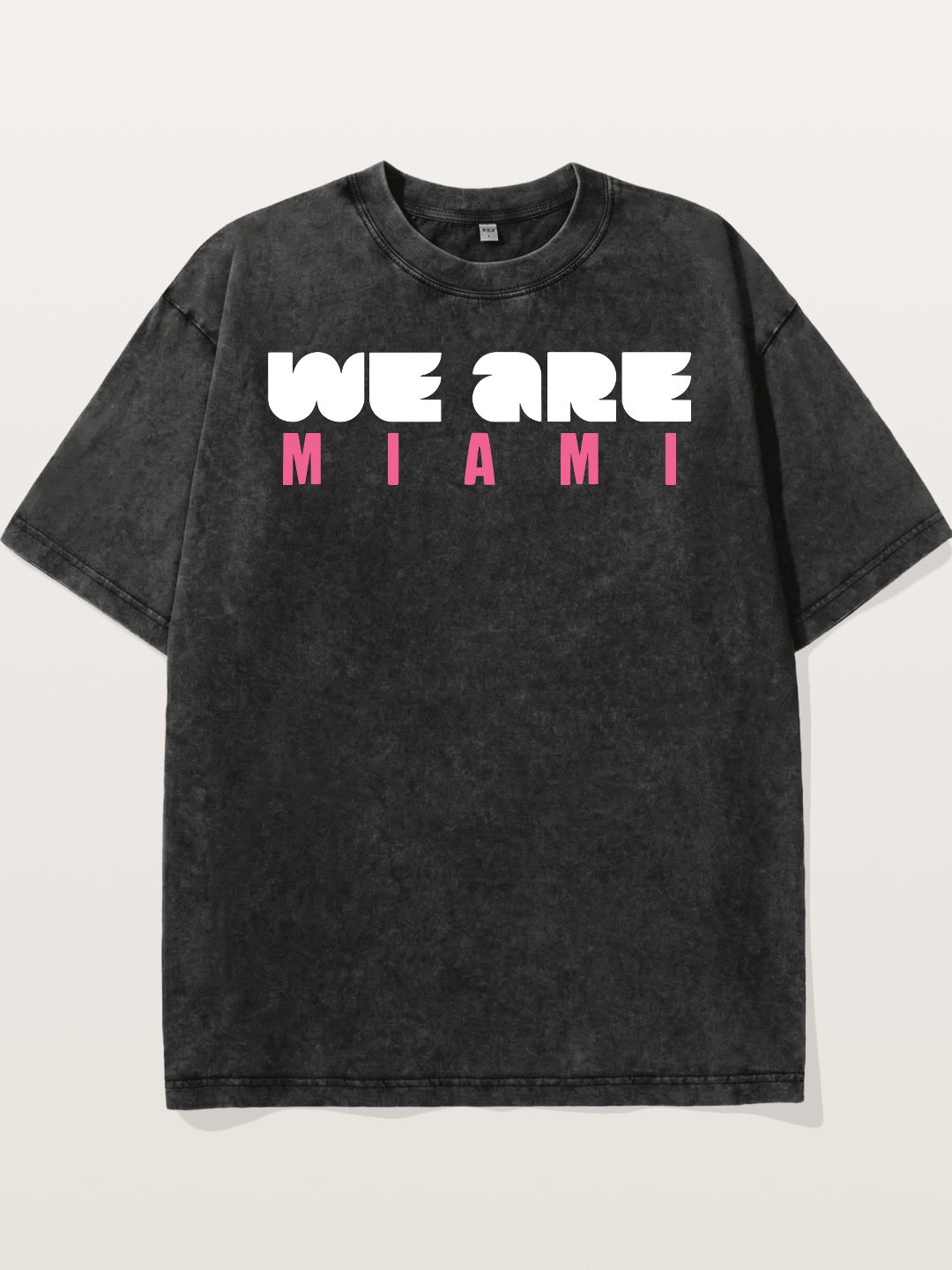 Miami Pink Patterned Letters Washed T-shirt
