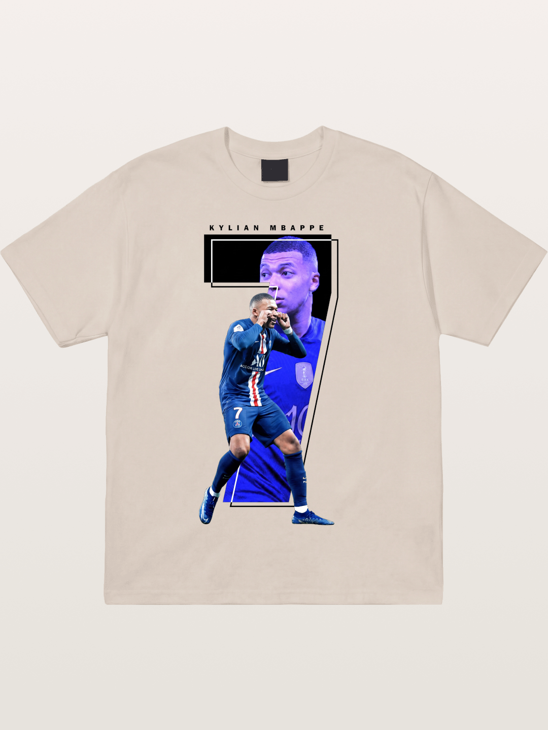 Mbappe Dual Portrait Collage Cotton T-shirt