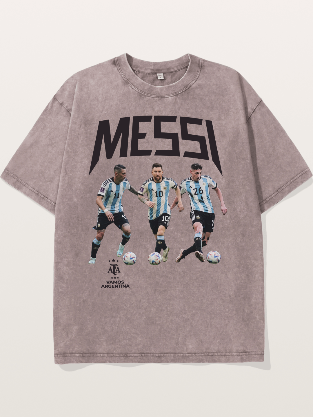 Messi Argentina Trio Soccer Players Washed T-shirt