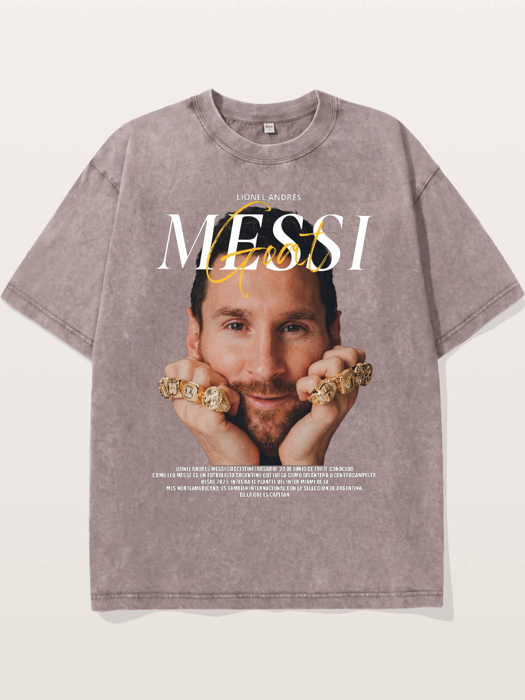 Messi GOAT Champion Rings Washed T-shirt