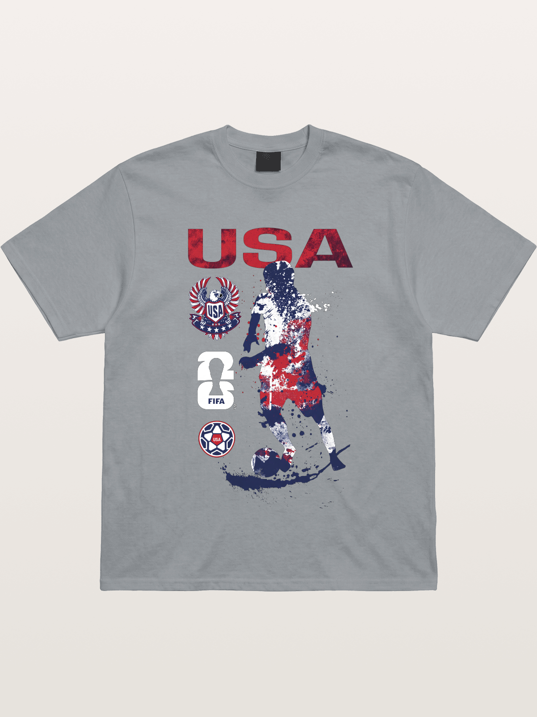 USA WC 2026 Splatter Soccer Player Gildan T-shirt