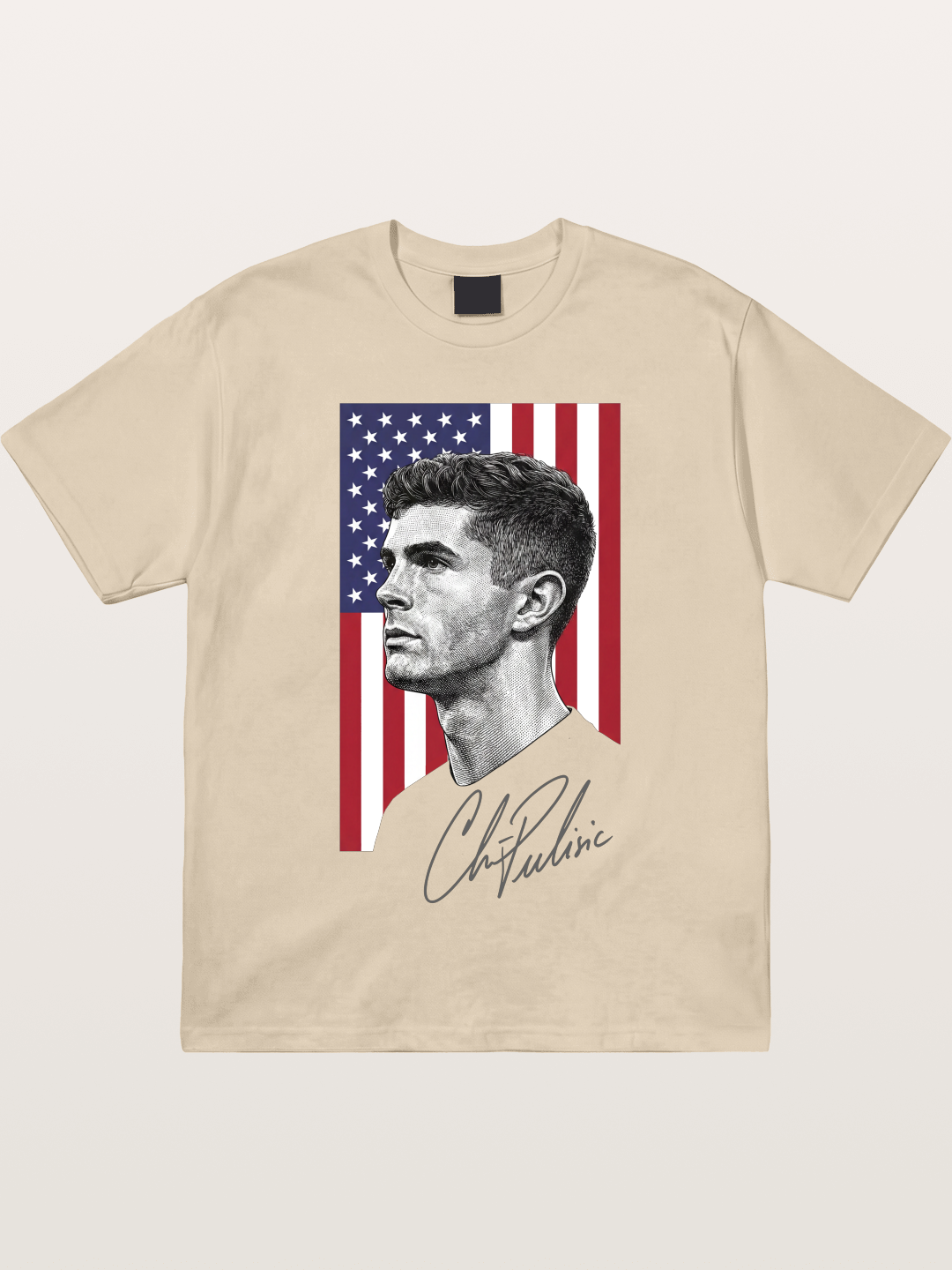 Christian Pulisic US Flag Backdrop Gildan T-shirt