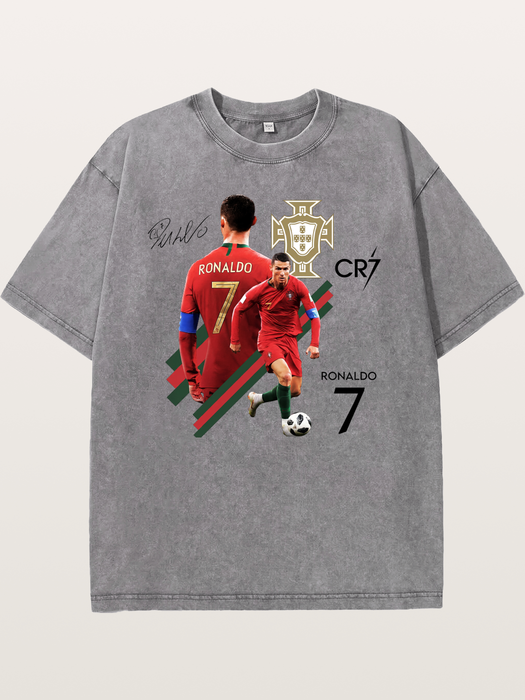CR7 Portugal Crest Montage Washed T-shirt