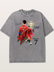 CR7 Portugal Crest Montage Washed T-shirt