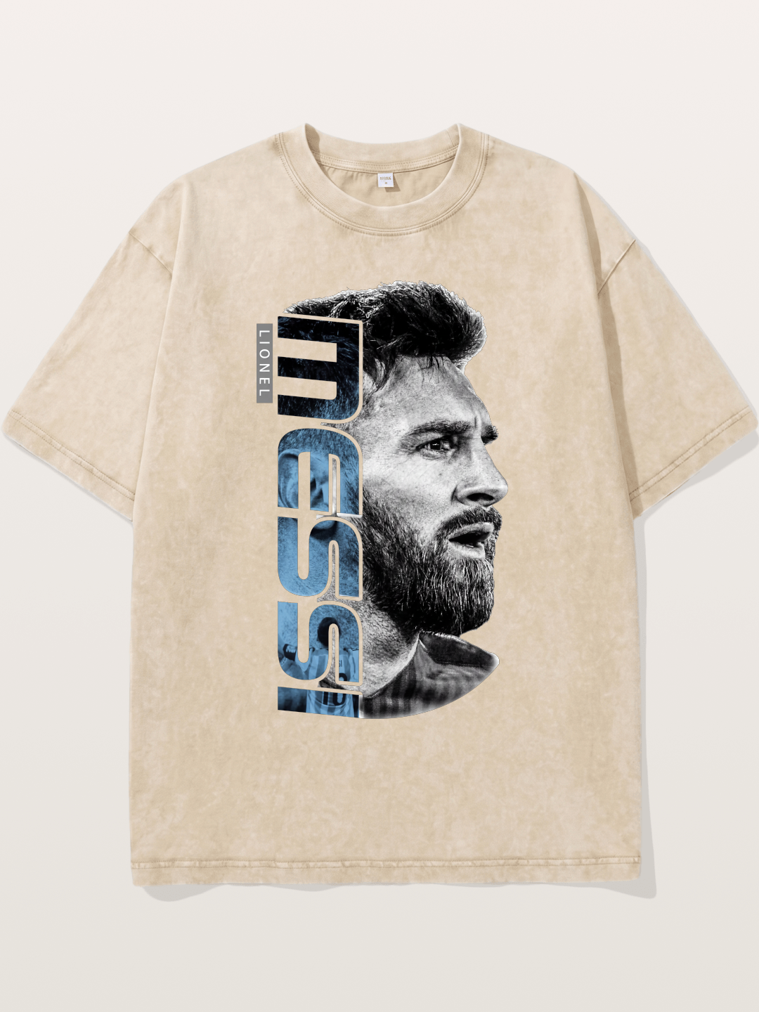 Messi Vertical Typography Art Washed T-shirt
