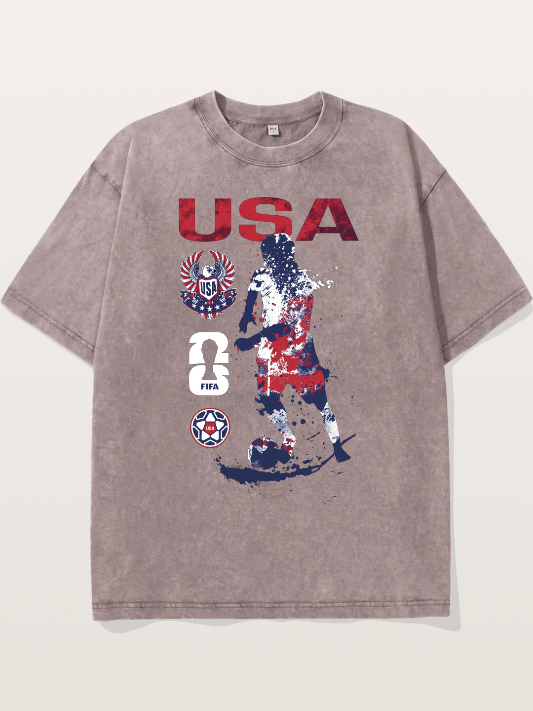 USA WC 2026 Splatter Soccer Player Washed T-shirt