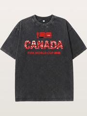 2026 World Cup Canada Floral Print Washed T-shirt