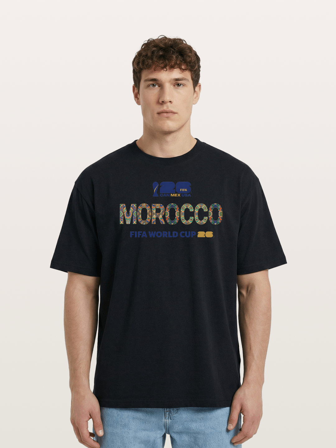 Morocco 2026 Mosaic Typography Cotton T-shirt
