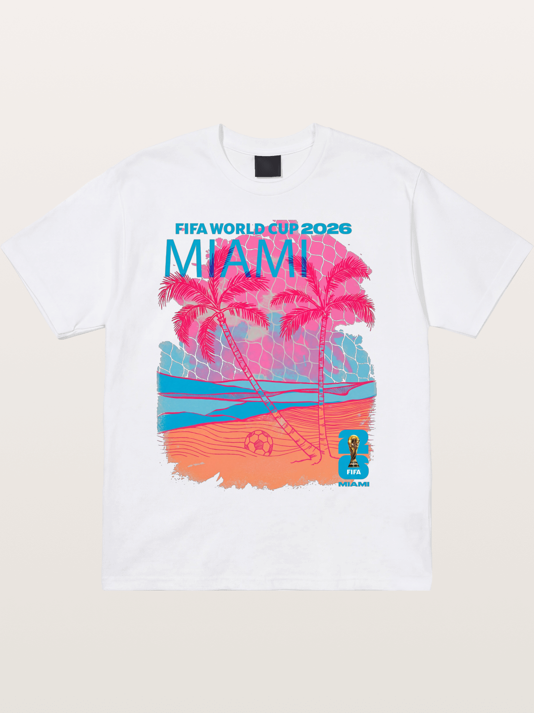 Miami WC 2026 Tropical Sunset Beach Cotton T-shirt