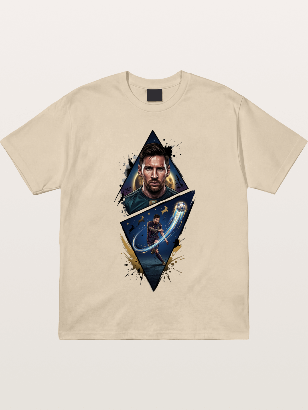 Lionel Messi Split Portrait Art Gildan T-shirt
