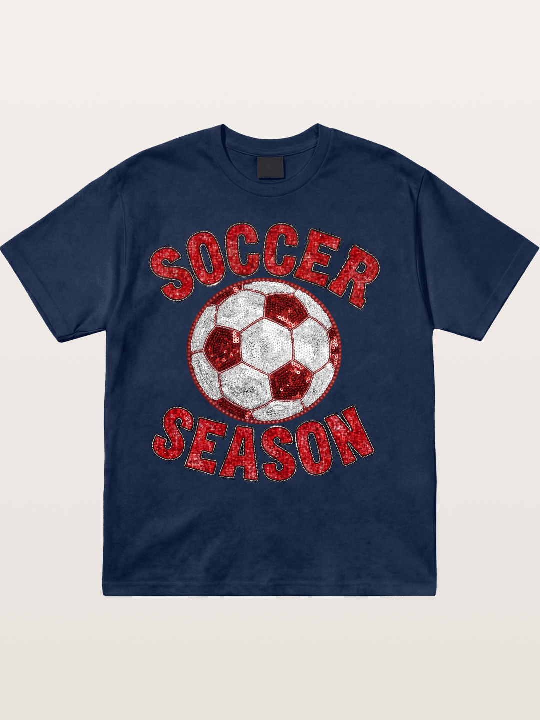 Glitter Soccer Season Badge Cotton T-shirt