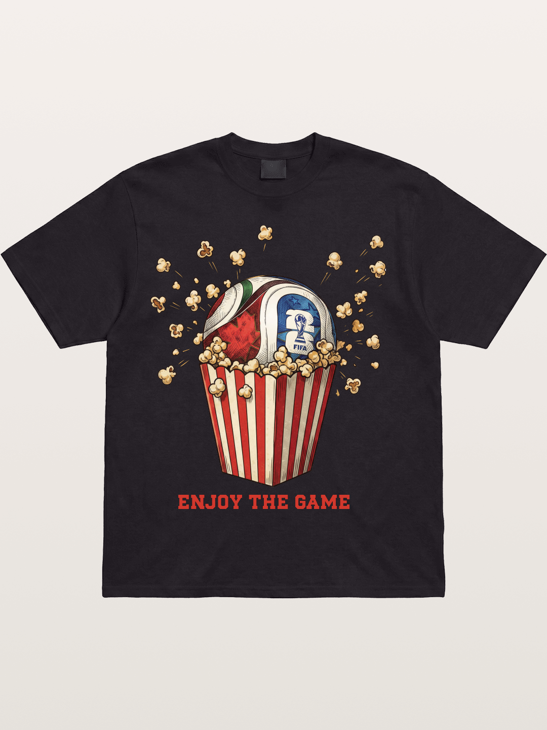 Soccer Ball in Popcorn Bucket Cotton T-shirt