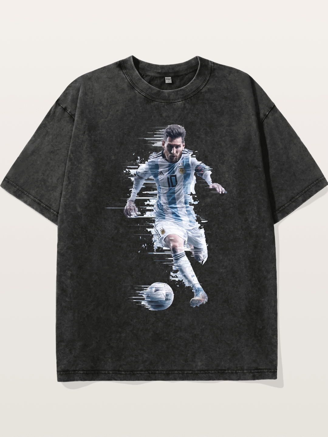 Messi Motion Blur Graphic Washed T-shirt