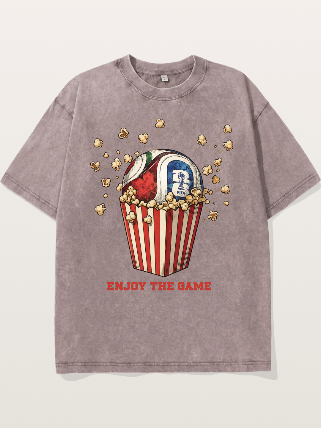 Soccer Ball in Popcorn Bucket Washed T-shirt