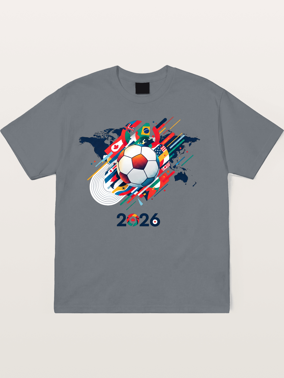 World Cup 2026 Global Flags Print Cotton T-shirt