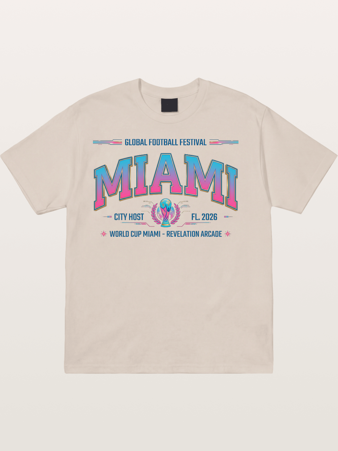 Miami 2026 WC Ombre Typography Cotton T-shirt