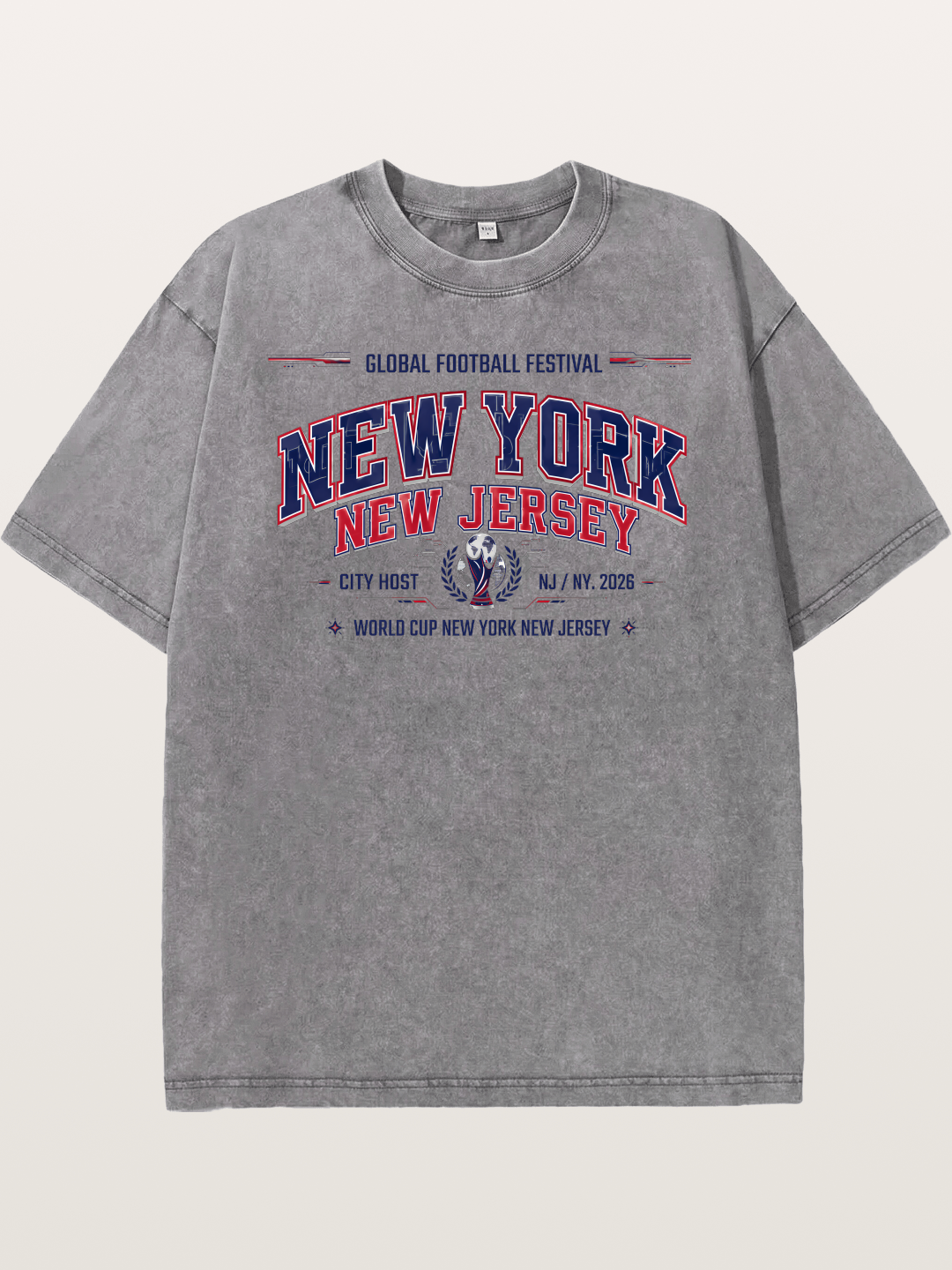 NYC New Jersey 2026 WC Badge Washed T-shirt