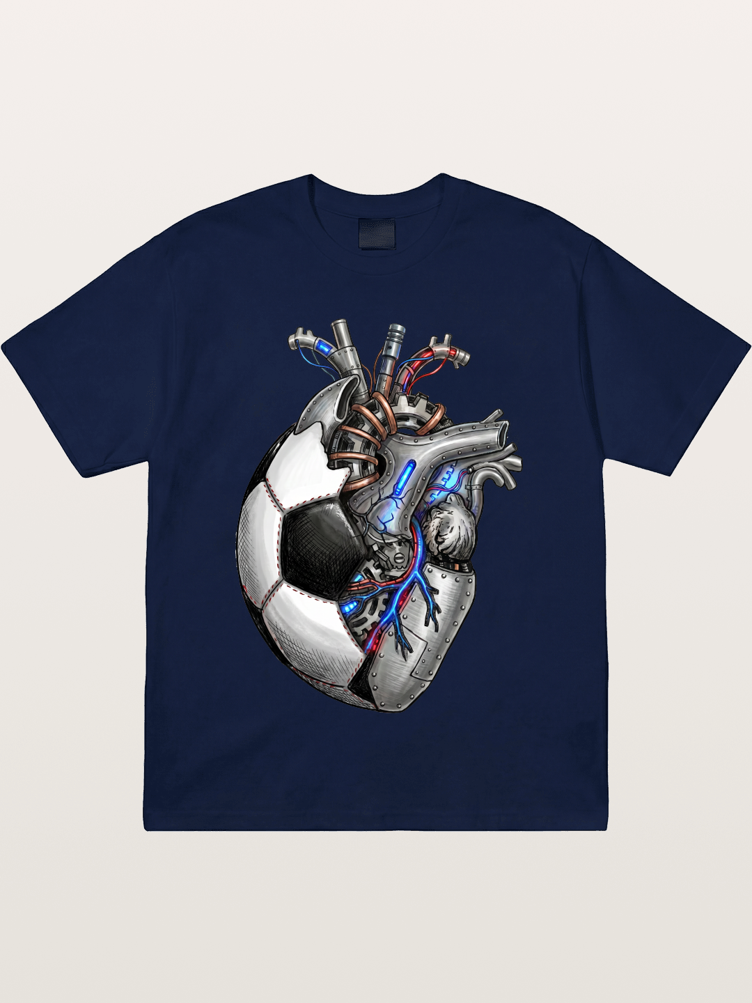 Mechanical Football Heart Print Gildan T-shirt