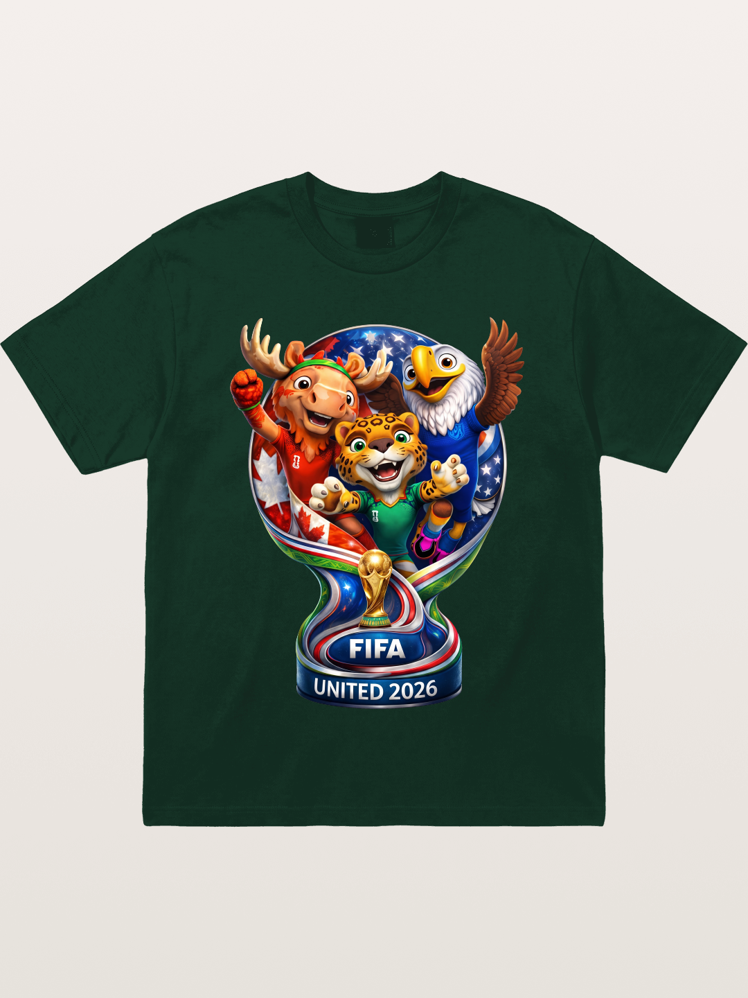 World Cup Mascots Globe Design Gildan T-shirt