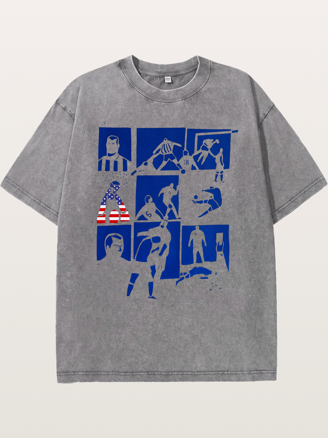 USA Soccer Player Silhouette Grid Washed T-shirt