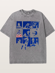 USA Soccer Player Silhouette Grid Washed T-shirt