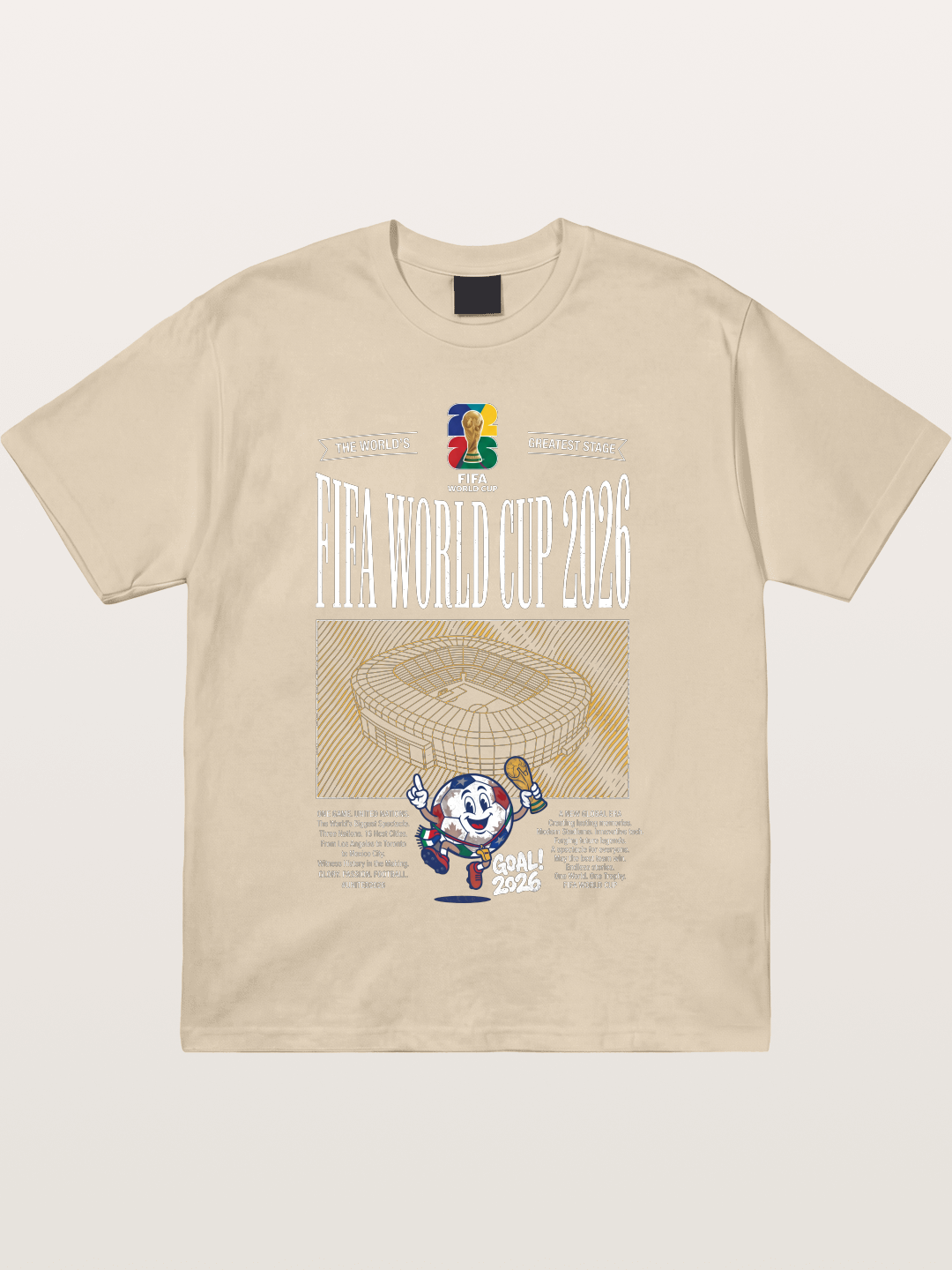 2026 WC Stadium Mascot Line Art Gildan T-shirt