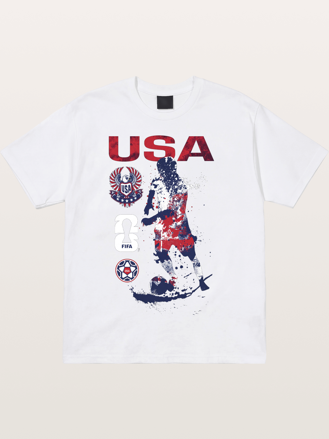 USA WC 2026 Splatter Soccer Player Cotton T-shirt