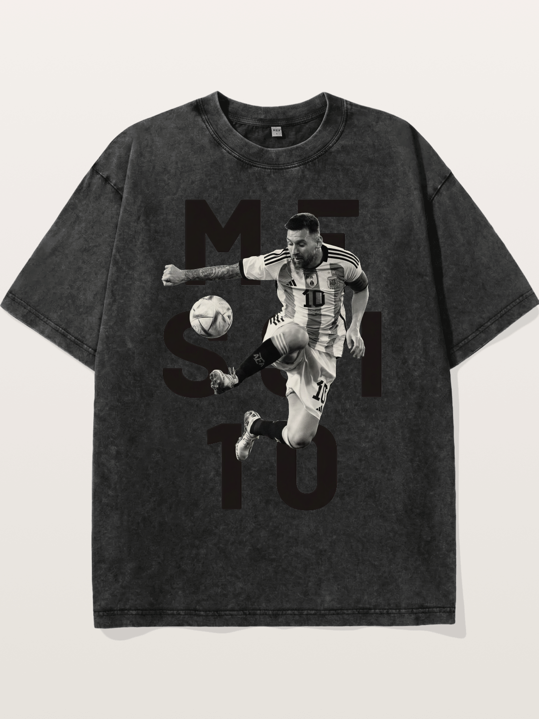 Messi 10 Action Print Washed T-shirt