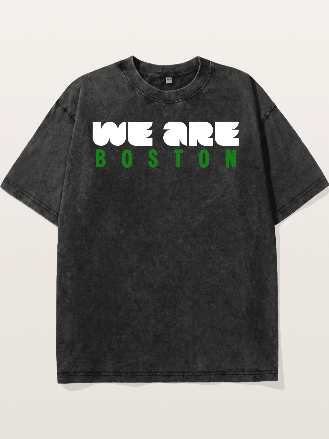 Boston Green Bold Text Washed T-shirt