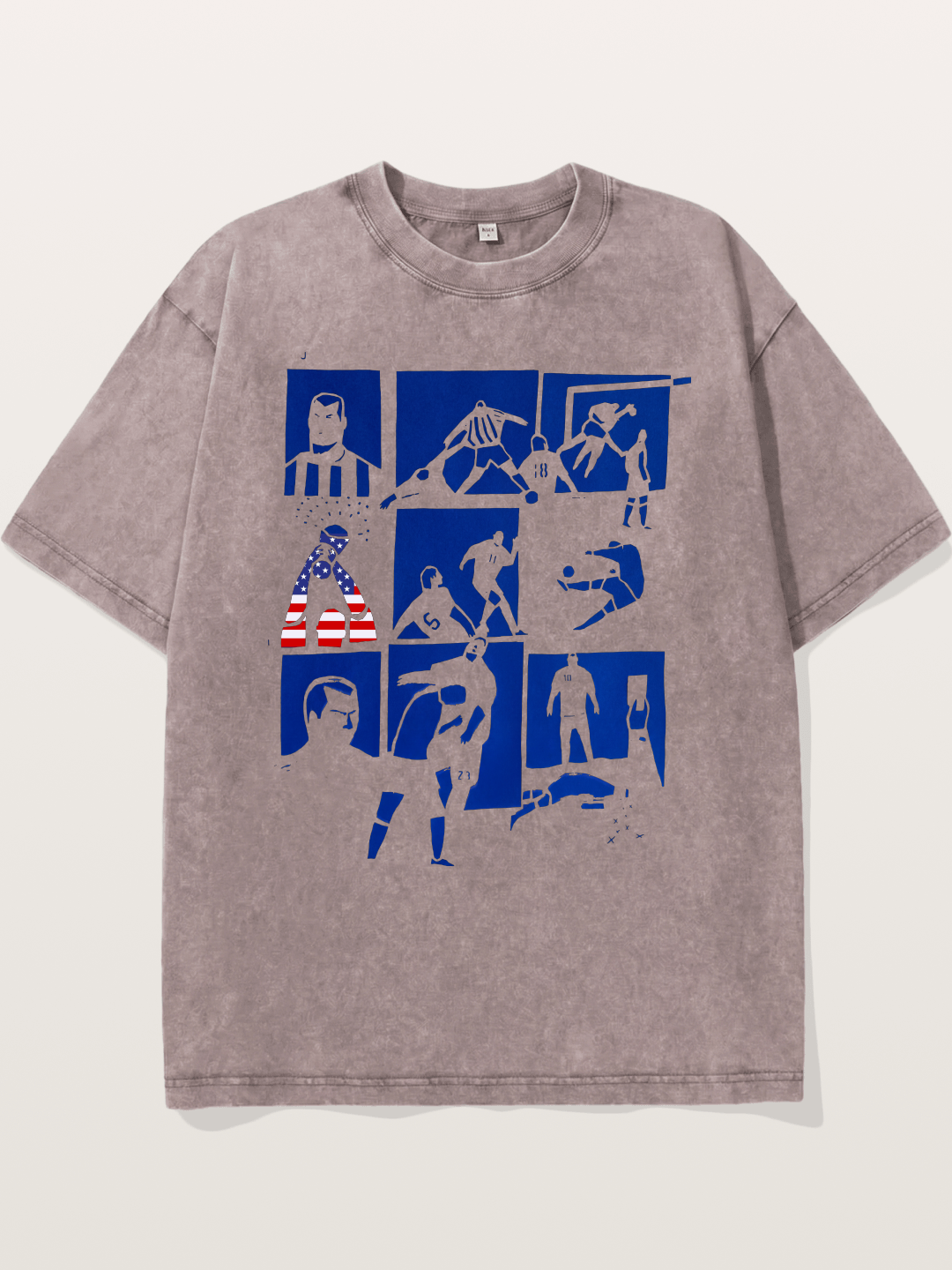 USA Soccer Player Silhouette Grid Washed T-shirt