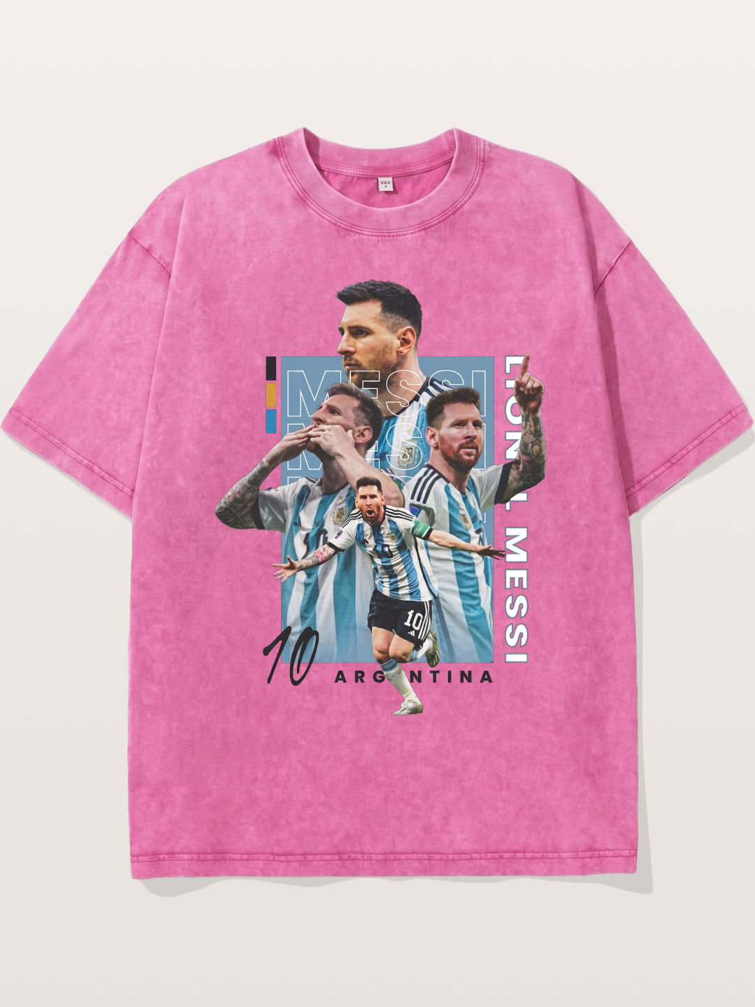 Messi Argentina Layered Collage Washed T-shirt