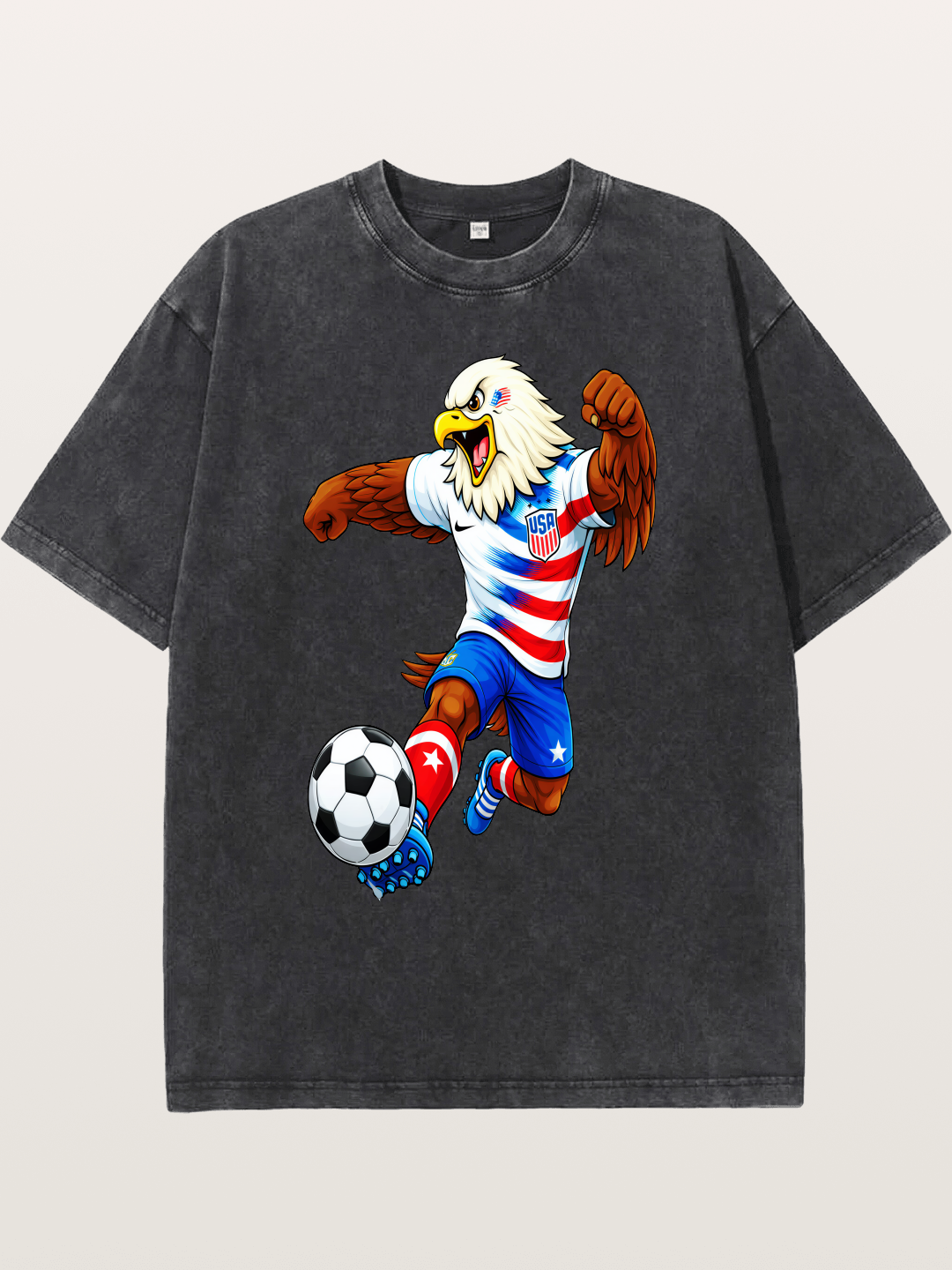 USA Eagle Mascot Soccer Graphic Washed T-shirt